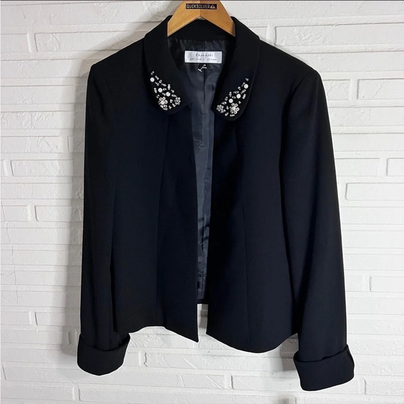 Tahari ASL Black Jeweled Collar Career Blazer, Women’s Size 10 - Picture 1 of 7
